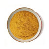 Fine sea buckthorn fruit powder in a ceramic dish for capsules, sachets, and nutrition powder formulations