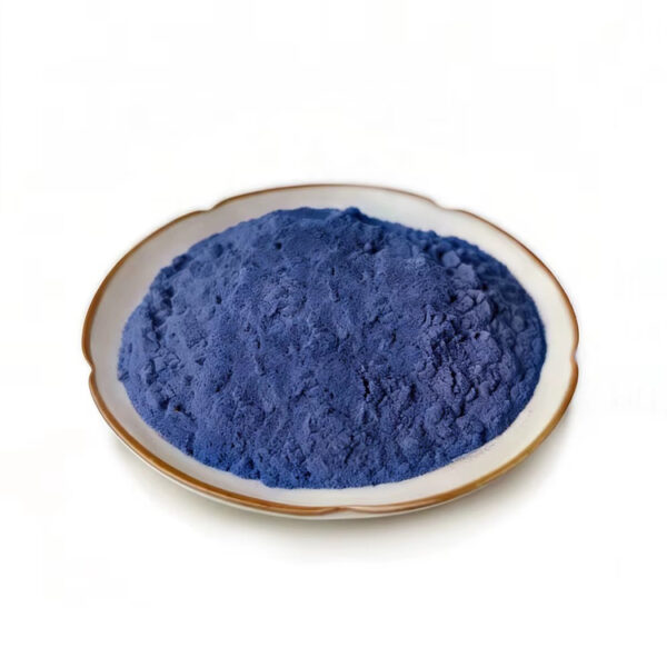 Fine butterfly pea flower powder close-up for botanical powder blends and sachet formulation