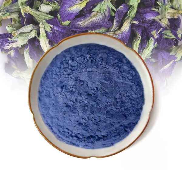 Butterfly pea flower powder with dried butterfly pea flowers for functional drink mix formulation