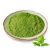 Matcha powder with visible green tea leaves as a powdered botanical ingredient for beverage and functional food formulation