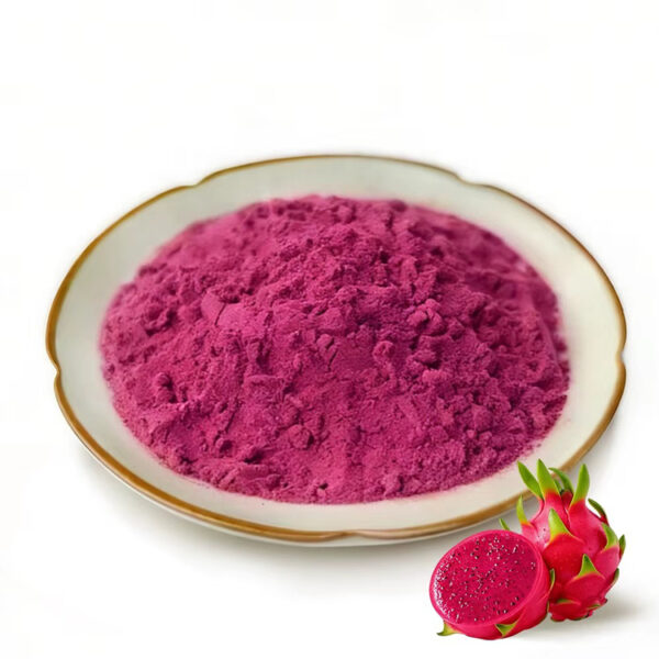 Red dragon fruit powder with visible dragon fruit source for functional food and smoothie powder applications
