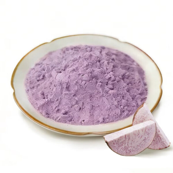 Taro powder with sliced taro corm pieces for beverage mixes and dessert formulation applications