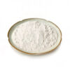 98% trans resveratrol powder presented as a mound of fine off-white ingredient powder in a shallow ceramic dish on a white background