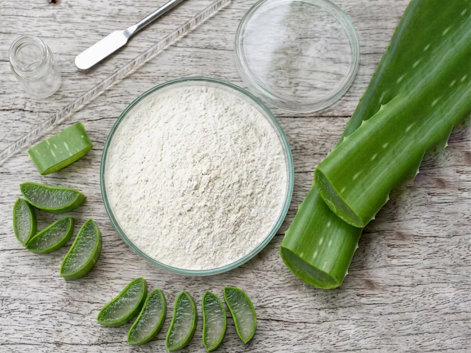 Aloe vera extract ingredient forms evaluated for skin conditioning and cosmetic product formulation