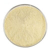 Naringin powder presented as a pale yellow fine powder in a round glass dish, photographed from above for ingredient sourcing