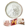 White pterostilbene extract powder in a ceramic dish above three lifestyle graphics